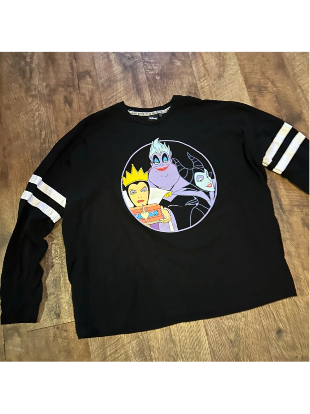 Women's Disney Bad Witches Club Long Sleeve Tee 2X Black White Summer
